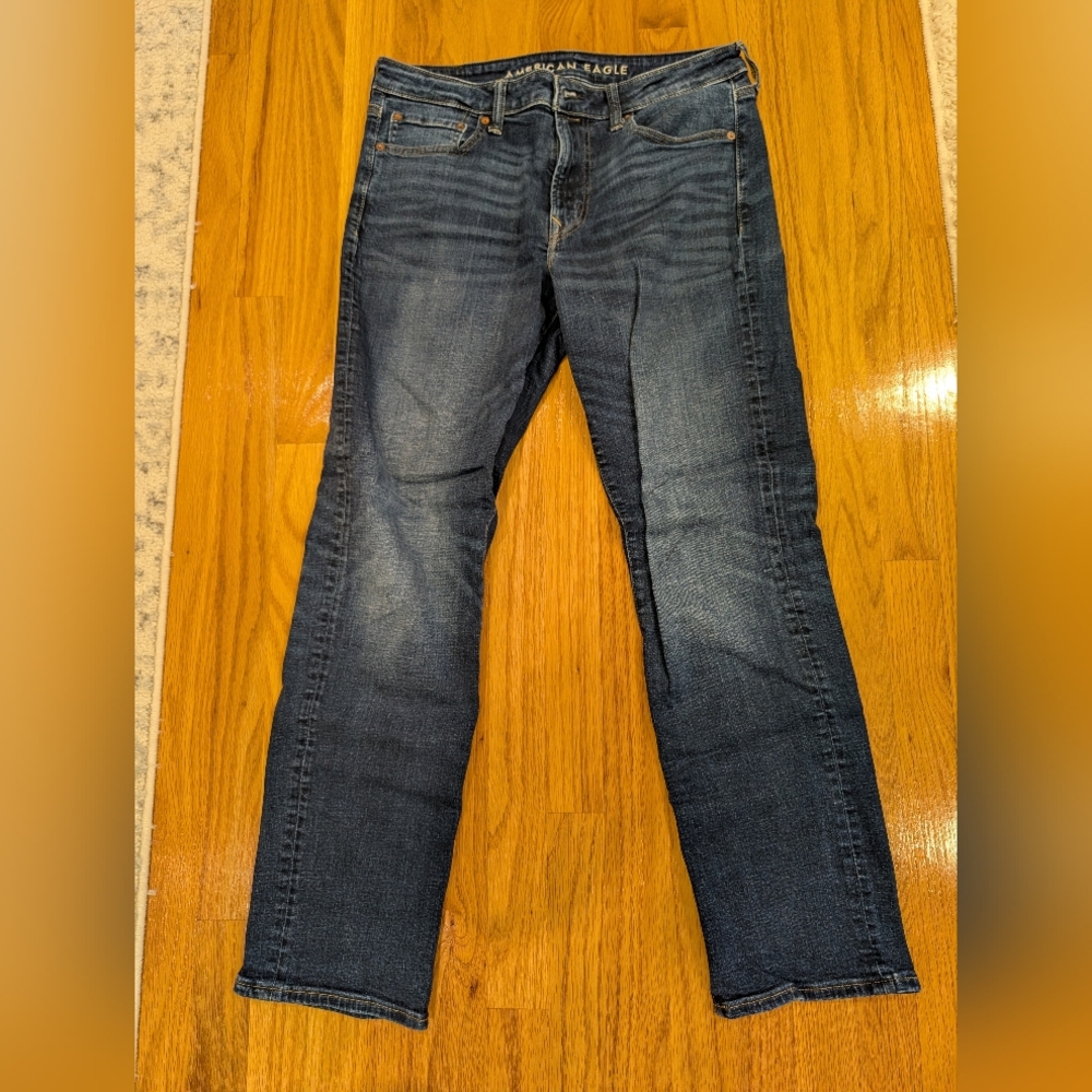 American Eagle Outfitters Dark Blue Straight Jeans Original Straight 33x32